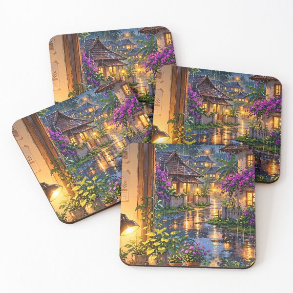 Item preview, Cozy Rainy Evening in Tropical Village designed and sold by Curio Meridian.