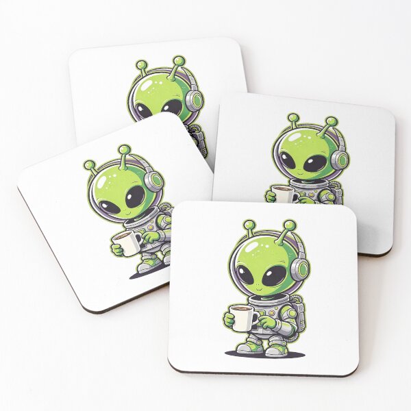 Item preview, Cute Alien Drinking Coffee Outer Space designed and sold by poell7072.