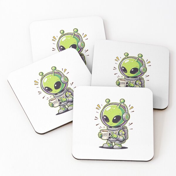 Item preview, Cute Alien Drinking Coffee Outer Space designed and sold by poell7072.