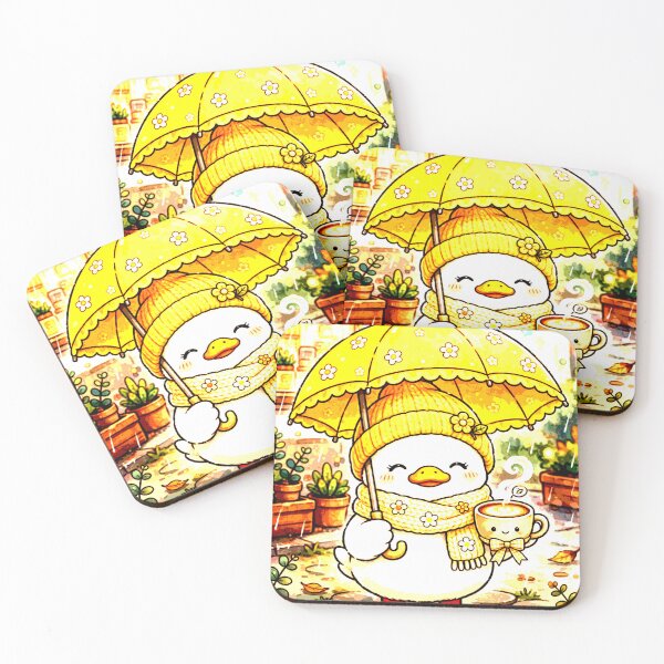 Item preview, Duck Autumn Umbrella Yellow Brown Rain Cute Cozy Adorable designed and sold by AstronautMerch.
