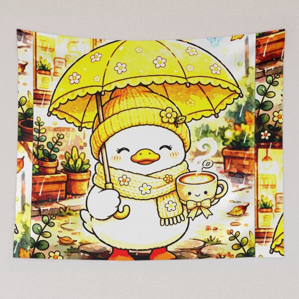 Item preview, Duck Autumn Umbrella Yellow Brown Rain Cute Cozy Adorable designed and sold by AstronautMerch.