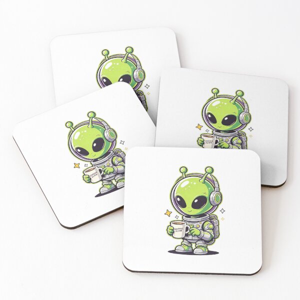 Item preview, Cute Alien Drinking Coffee Outer Space designed and sold by poell7072.