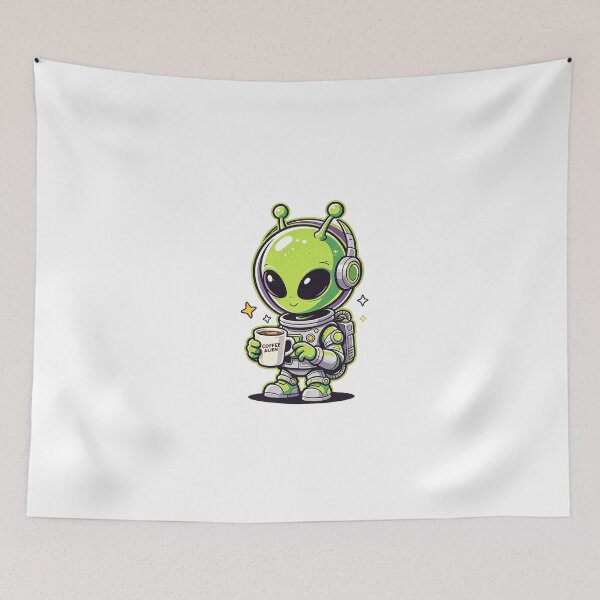 Item preview, Cute Alien Drinking Coffee Outer Space designed and sold by poell7072.