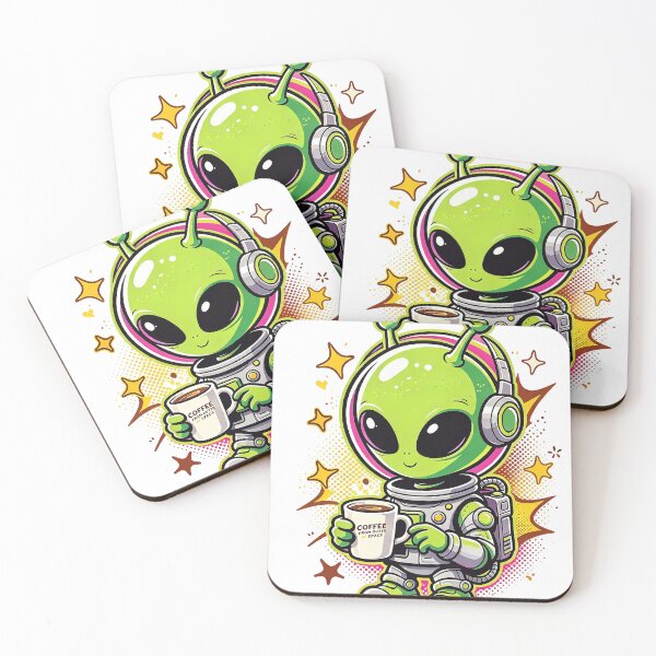Item preview, Cute Alien Drinking Coffee Outer Space designed and sold by poell7072.