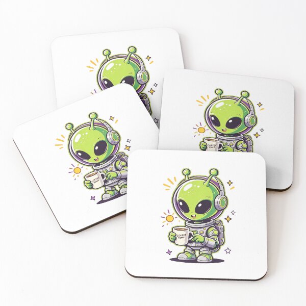 Item preview, Cute Alien Drinking Coffee Outer Space designed and sold by poell7072.