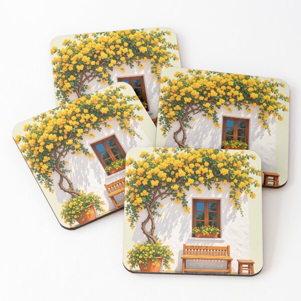 Item preview, Yellow Bougainvillea Mediterranean Courtyard designed and sold by aliyehc.