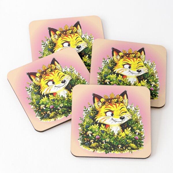 Item preview, Naughty Fox Winking Bush Forest Mushrooms Flowers Tender Funny designed and sold by AstronautMerch.