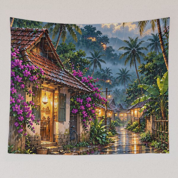 Item preview, Rainy Evening in a Tropical Village designed and sold by Curio Meridian.