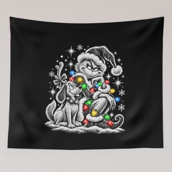 Item preview, Christmas Character and Dog with Colorful Lights designed and sold by RannaHile.