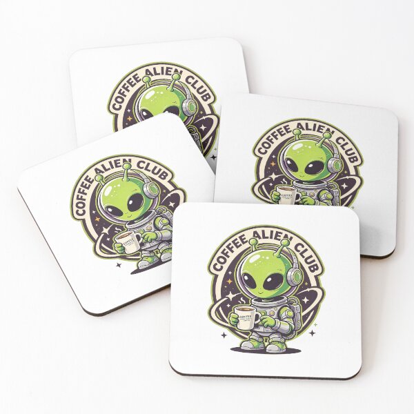 Item preview, Cute Alien Drinking Coffee Outer Space designed and sold by poell7072.
