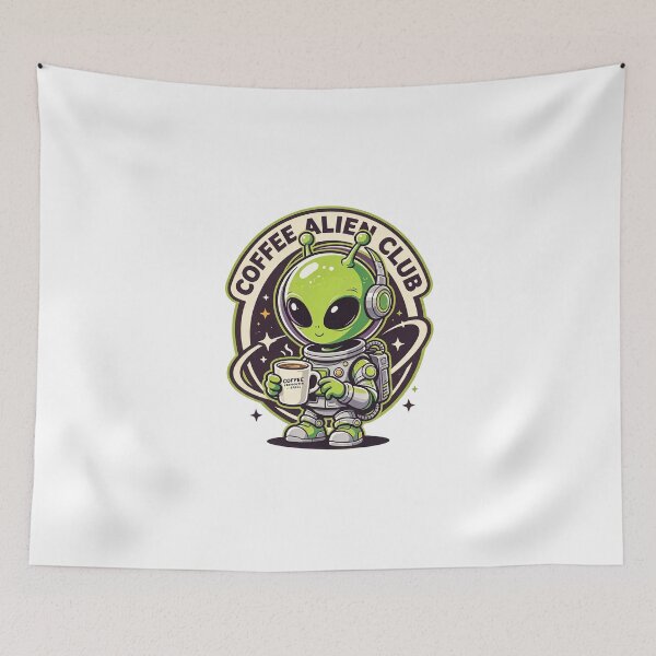 Item preview, Cute Alien Drinking Coffee Outer Space designed and sold by poell7072.