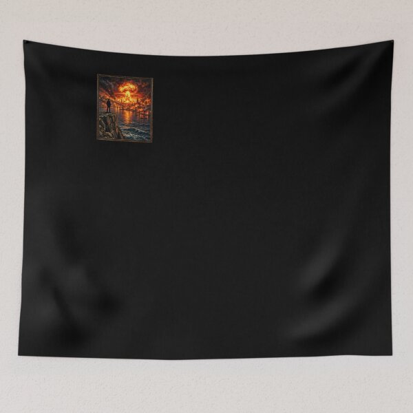Item preview, Apocalyptic Mushroom Cloud Burning City Art designed and sold by Flirt-Teez.