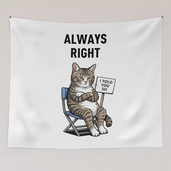 Item preview, Always Right I Told You So – Funny Smug Tabby Cat Director's Chair Boss Attitude Humor Gift designed and sold by Luminari Creations.