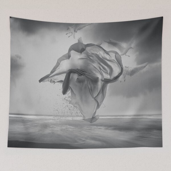 Item preview, Black and White Surreal Sea Silhouette With Seagulls designed and sold by Vizerskaya.