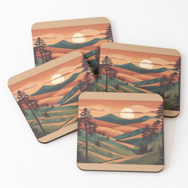 Item preview, Forest at Sunset - Boho Landscape Illustration designed and sold by Hidamari's SHOP.