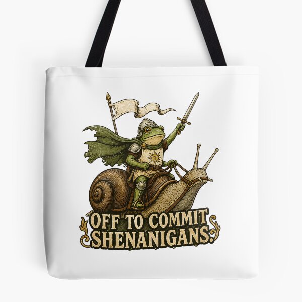 Item preview, Off to Commit Shenanigans -  Medieval Frog Knight Riding a Snail  designed and sold by CutieGalore.
