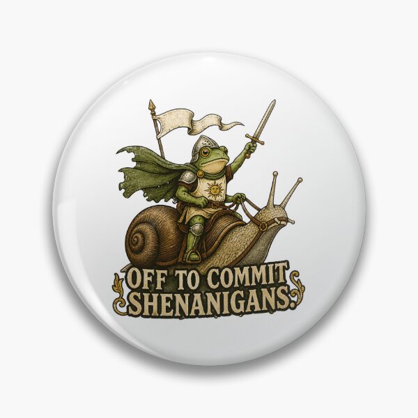 Item preview, Off to Commit Shenanigans -  Medieval Frog Knight Riding a Snail  designed and sold by CutieGalore.