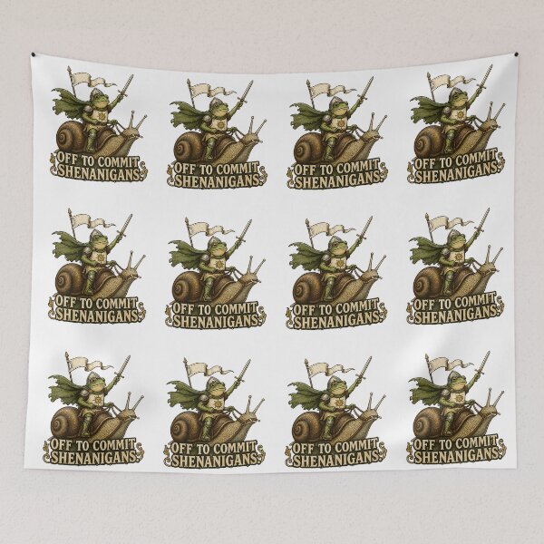 Item preview, Off to Commit Shenanigans -  Medieval Frog Knight Riding a Snail  designed and sold by CutieGalore.