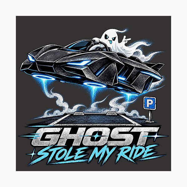 Item preview, Ghost Stole My Ride – Funny Halloween Flying Car Ghost Design designed and sold by 1DreamerShop.