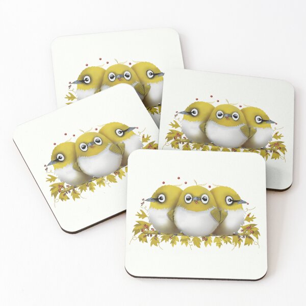 Item preview, Three Cute Festive Australian Silvereye Birds  designed and sold by Karin Taylor.