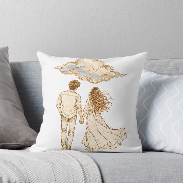 Item preview, Under One Cloud – Romantic Couple Holding Hands Minimalist Line Art designed and sold by CalmMandala.