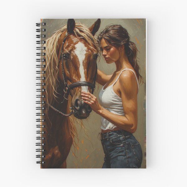 Item preview, Bond Between Woman and Horse — Warm Equestrian Oil Art designed and sold by halibutgoatramb.