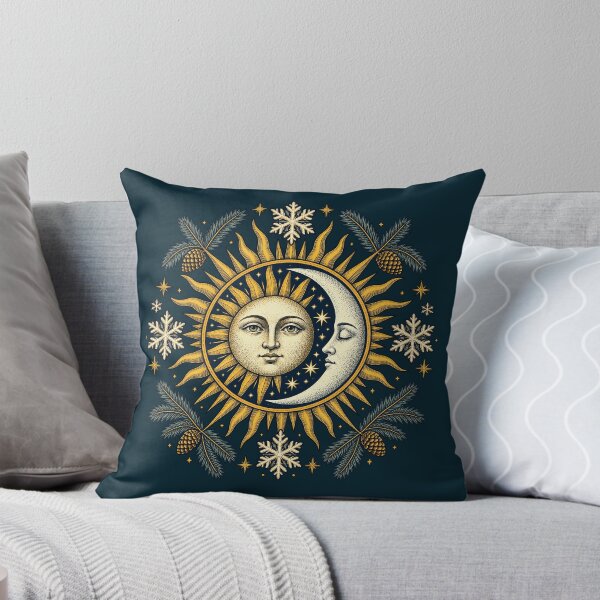Item preview, Vintage Celestial Winter Solstice – Sun and Moon with Snowflakes designed and sold by Odd World.