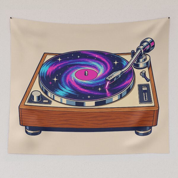 Item preview, Retro Galaxy Vinyl Record Player Cosmic Turntable designed and sold by KungPowUnicorn.