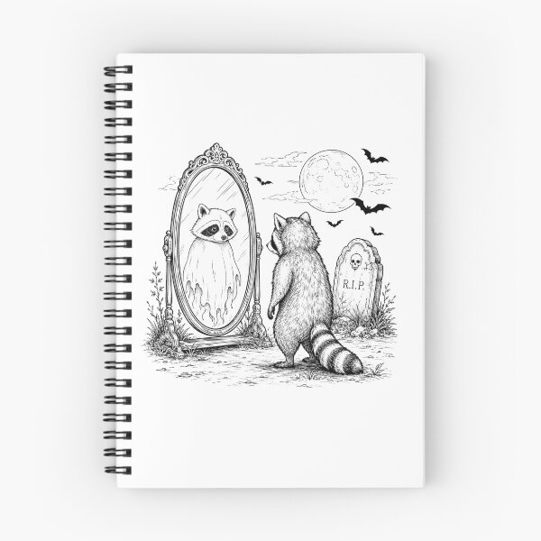 Item preview, Ghost Raccoon in the Mirror – Spooky Halloween Design designed and sold by MagMade.