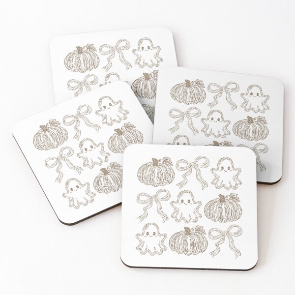 Item preview, Coquette Ghost Pumpkin Bow – Cute Neutral Halloween Ghosts Pumpkins and Bows Pattern designed and sold by Jose Art Studio.