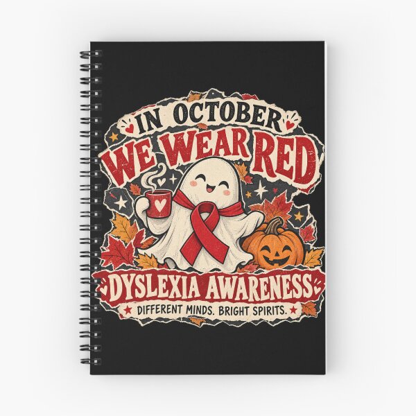 Item preview, In October We Wear Red Dyslexia Awareness - Friendly Ghost Dyslexia Awareness Art designed and sold by OddlyZippy.