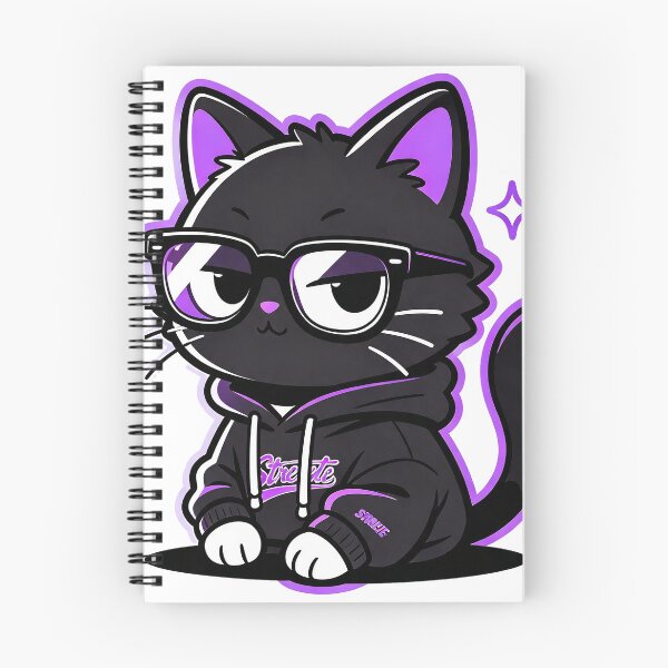 Item preview, Cool Black Cat Wearing Glasses and Purple Hoodie Streetwear Illustration designed and sold by poell7072.