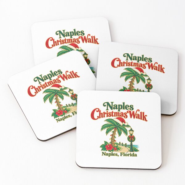 Item preview, Naples Florida Christmas Walk Palm Tree Santa Hat Lamppost Wreath Hibiscus Beach designed and sold by IRON WINGS /USAF.