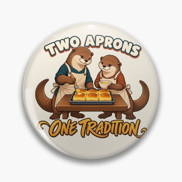 Item preview, Two Aprons One Tradition Thanksgiving Baking Otters designed and sold by MythicCotton.