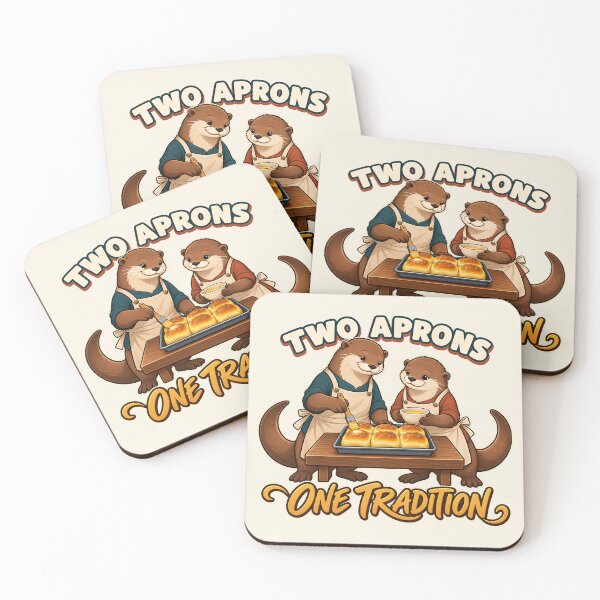 Item preview, Two Aprons One Tradition Thanksgiving Baking Otters designed and sold by MythicCotton.