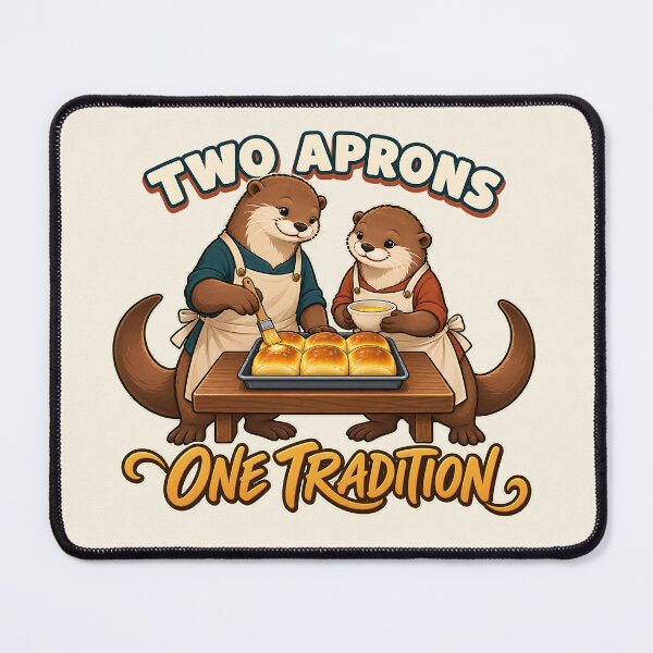 Item preview, Two Aprons One Tradition Thanksgiving Baking Otters designed and sold by MythicCotton.