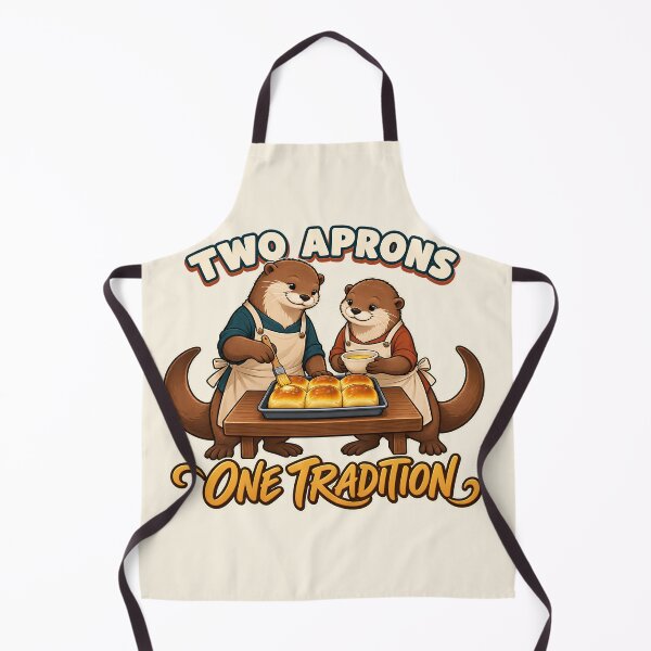 Item preview, Two Aprons One Tradition Thanksgiving Baking Otters designed and sold by MythicCotton.
