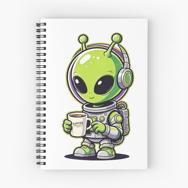 Item preview, Cute Alien Drinking Coffee Outer Space Astronaut Illustration designed and sold by poell7072.