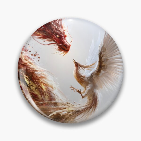 Item preview, Red and Gold Dragon with White Phoenix designed and sold by VisionaryVeils.
