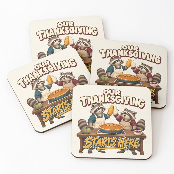 Item preview, Our Thanksgiving Starts Here Cute Baking Raccoons designed and sold by MythicCotton.