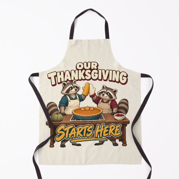 Item preview, Our Thanksgiving Starts Here Cute Baking Raccoons designed and sold by MythicCotton.