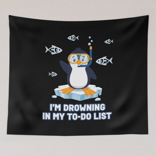 Item preview, I'm Drowning in My To-Do List - Funny Overwhelmed Penguin Snorkeling Gift designed and sold by Luminari Creations.