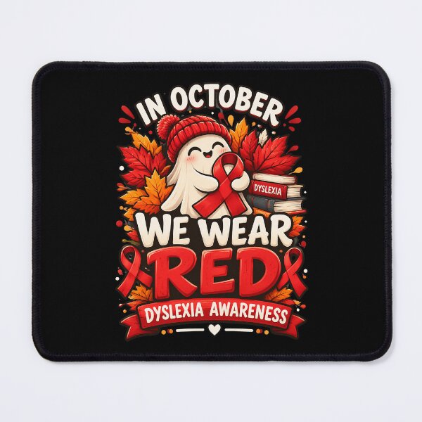 Item preview, October We Wear Red Dyslexia Awareness – Halloween Ghost designed and sold by Printed Mistakes.