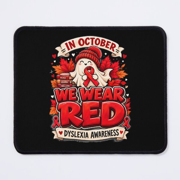 Item preview, October We Wear Red Dyslexia Awareness – Halloween Ghost designed and sold by Printed Mistakes.
