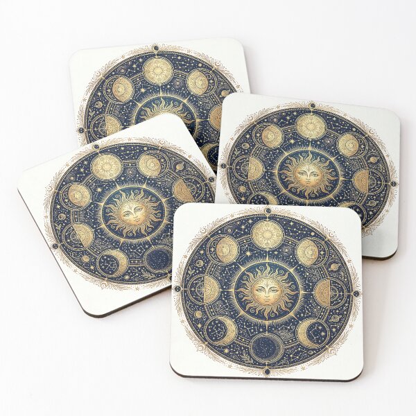 Item preview, Vintage Gold Celestial Sun Moon Zodiac Mandala designed and sold by Michaelragheb.