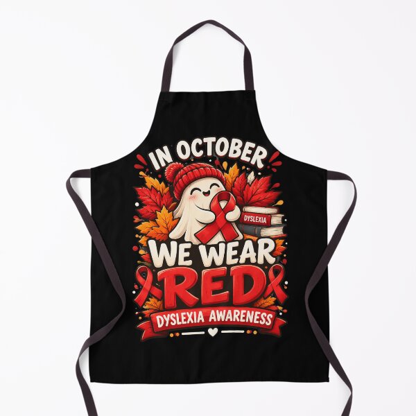 Item preview, In October We Wear Red Dyslexia Awareness – Halloween Ghost designed and sold by Printed Mistakes.
