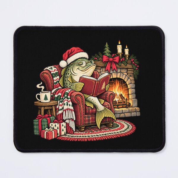 Item preview, Christmas Fish Reading Beside a Cozy Fireplace designed and sold by StanaLuis.