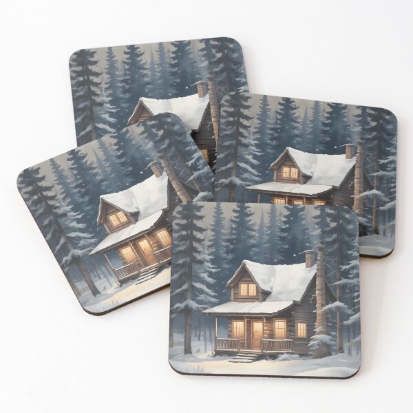 Item preview, Snowy Cabin in the Woods Watercolor designed and sold by ChromaLens.