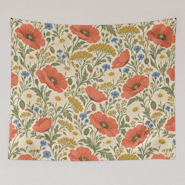 Item preview, Wildflower Waltz – Vintage Poppy, Daisy and Cornflower Pattern designed and sold by Paper-Pickle.