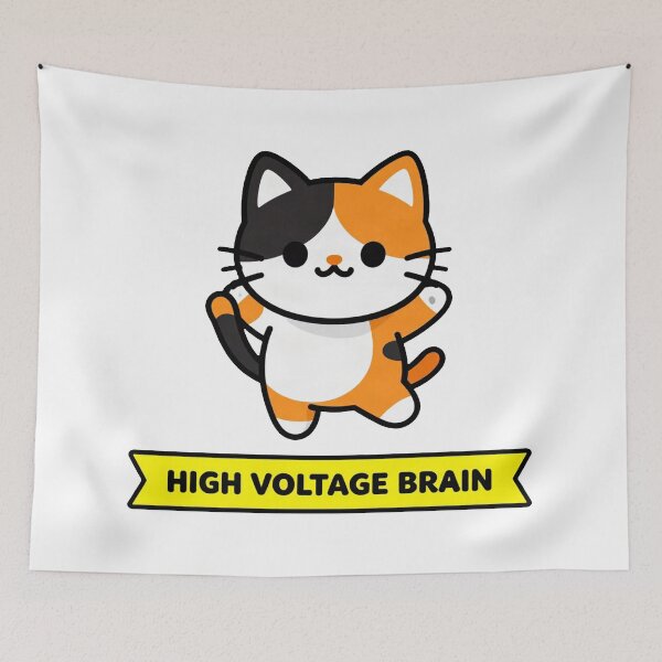 Item preview, High Voltage Brain - Funny ADHD Chaos Calico Cat Meme designed and sold by Arc2020.